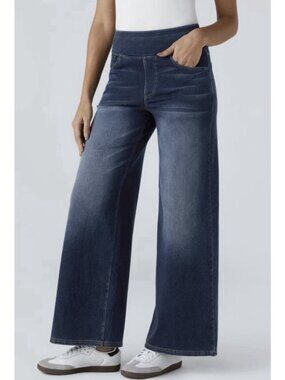 Halara Flex Jeans Womens Large Baggy Wide Leg High Waist Pockets Stretch Denim